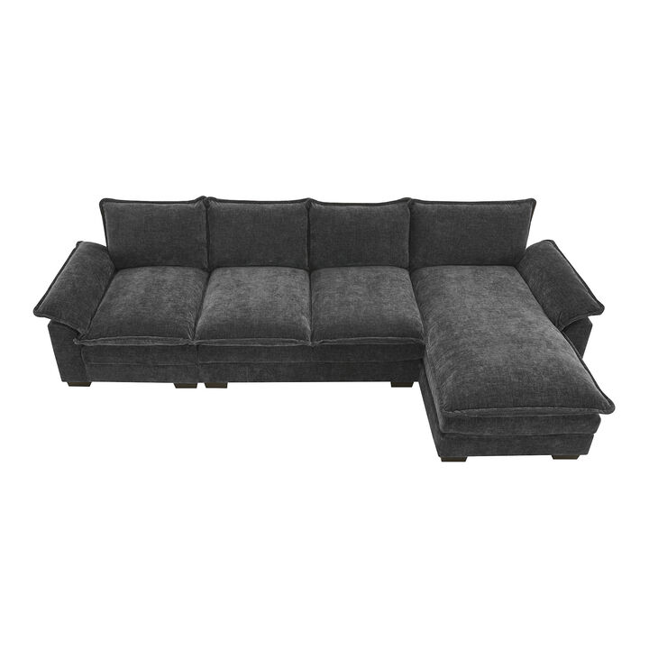 Merax Modern Chenille Sectional Sofa with Storage Pockets