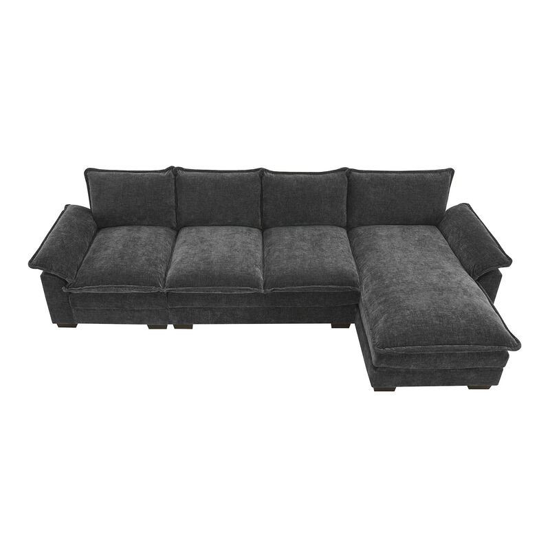 Merax Modern Chenille Sectional Sofa with Storage Pockets