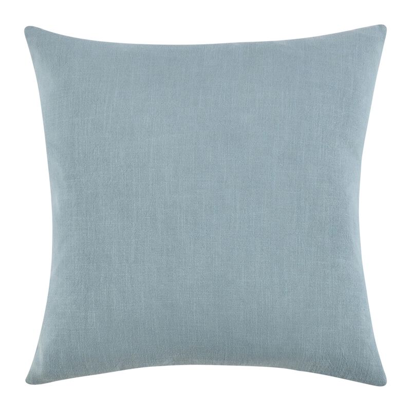 Tiso Throw Pillow, Woven Tape Pattern, 24 Inch Blue Cotton Linen Blend - Benzara