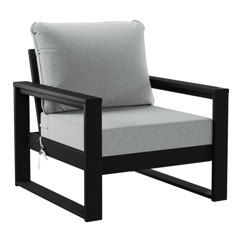 WestinTrends Outdoor Modern HDPE Patio Club Chair with Waterproof Deep Seat Cushions (Set of 2)