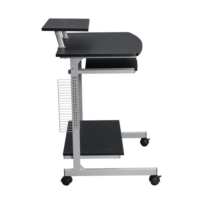 Compact Computer Cart With Storage, Espresso