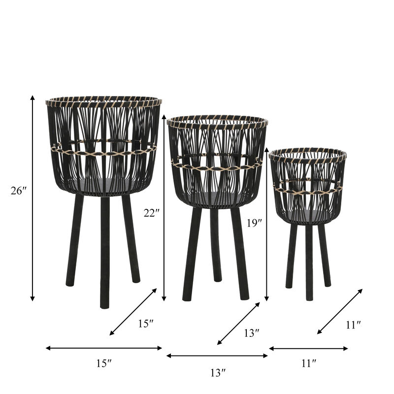 Bamboo Planters, Black