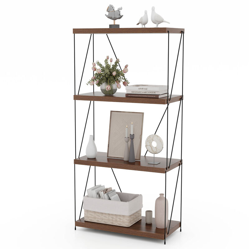 Multipurpose Display Rack with Metal Frame, Tiered Shelving