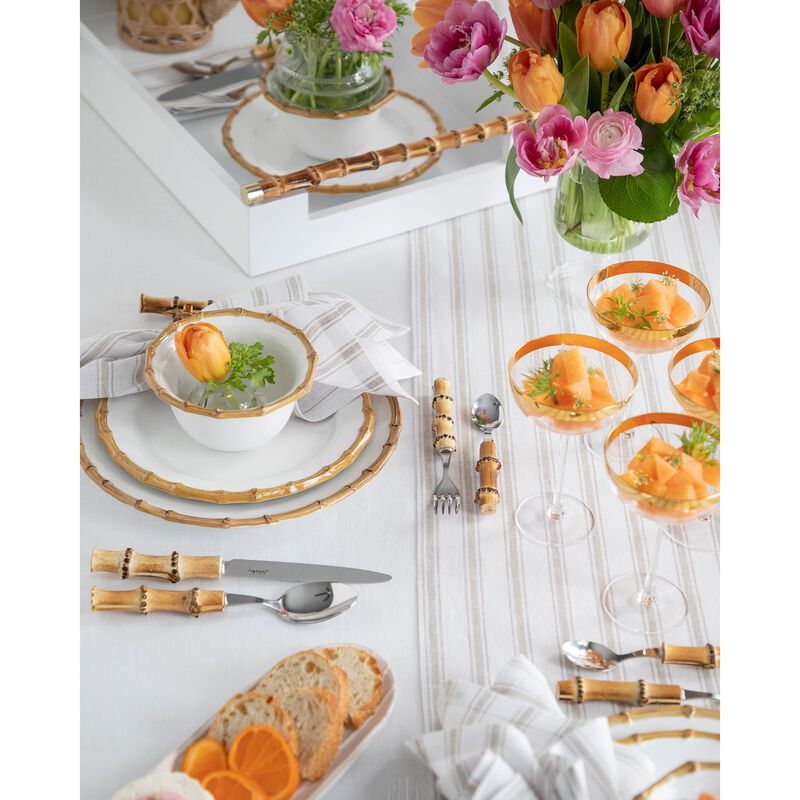 Solino Home 100% Pure Linen Table Runner | Capri Ticking Stripe for Spring & Easter