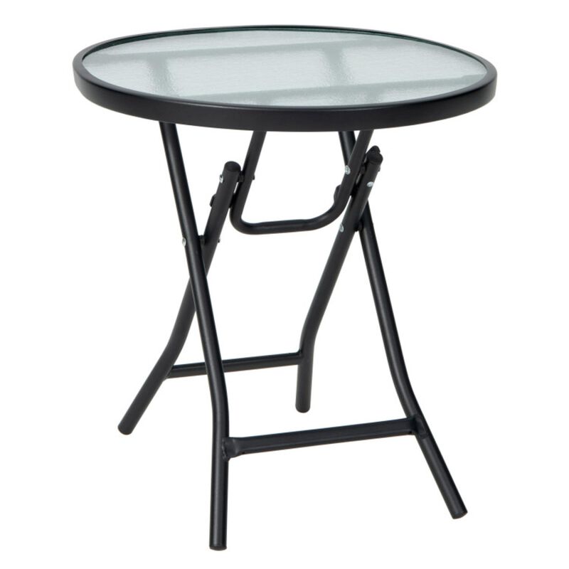 Hivvago Patio Side Table with Tempered Glass Tabletop