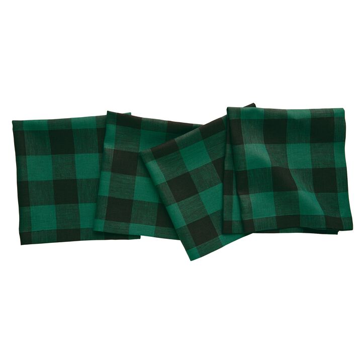Solino Home 100% Pure Linen Buffalo Check Dinner Napkins 20 x 20 Inch Set of 4