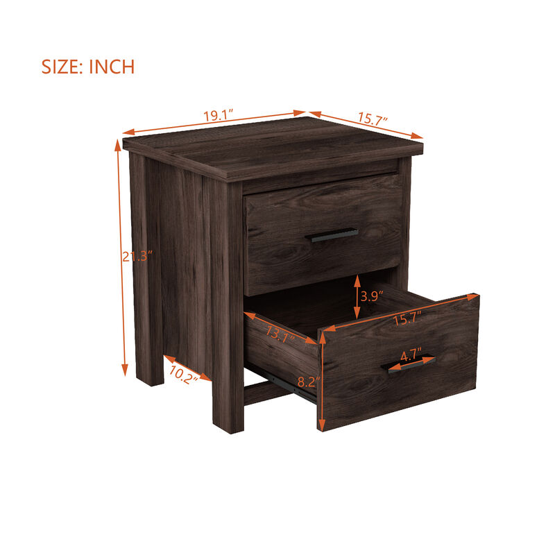 Merax Vintage 2-Drawer Wooden Nightstand