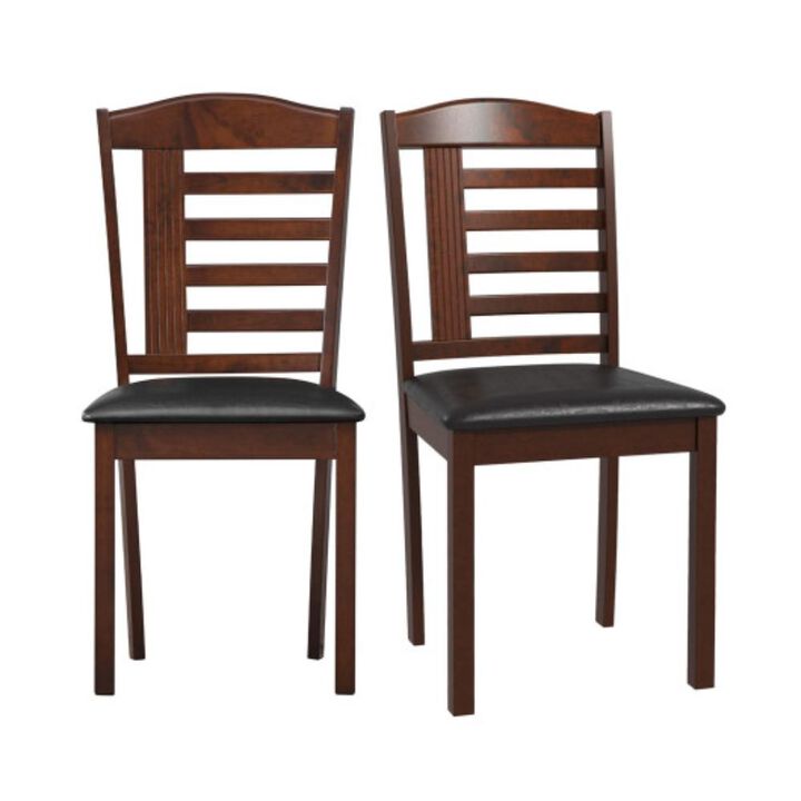 Hivvago Set of 2 Wood Kitchen Chairs with Faux Leather Upholstered Seat
