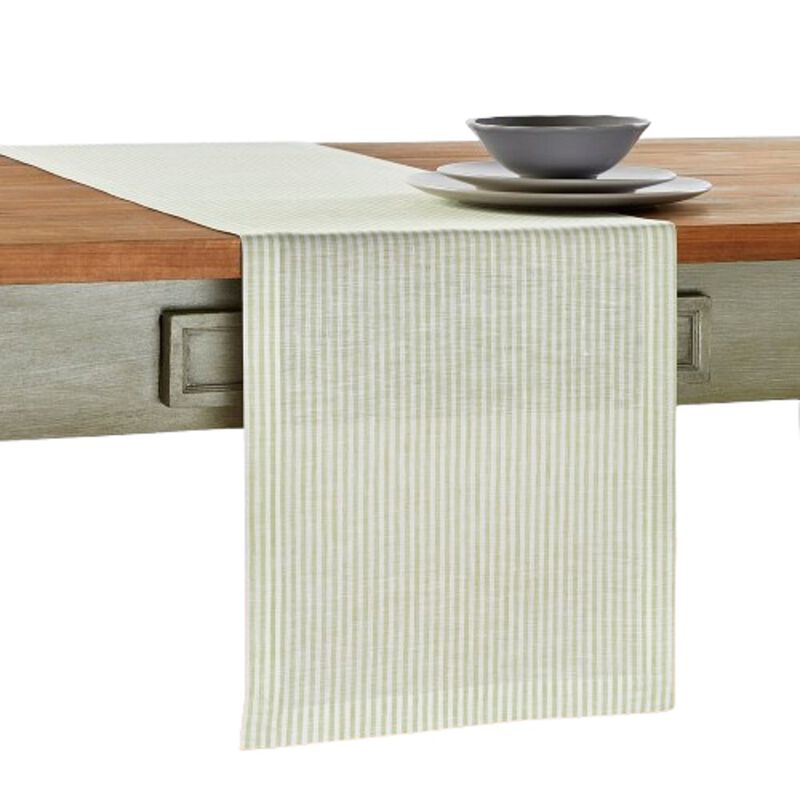 Solino Home 100% Pure Linen Table Runner 14 x 90 Inch | Narrow Stripe