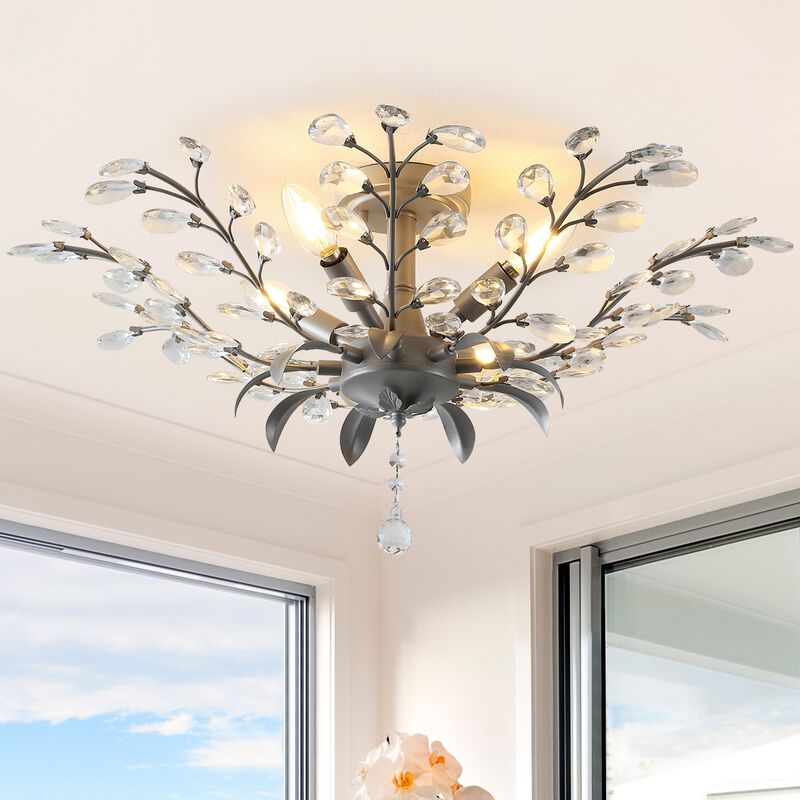 Elisana 4-Light Contemporary Bohemian Iron/Acrylic LED Semi Flush Mount