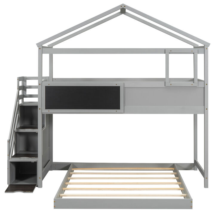 Merax House Bunk Bed with Storage Staircase