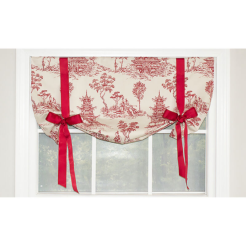 Naomi Tie-Up Ribbon Tie 3" Rod Pocket Valance 50" x 21" Red by RLF Home