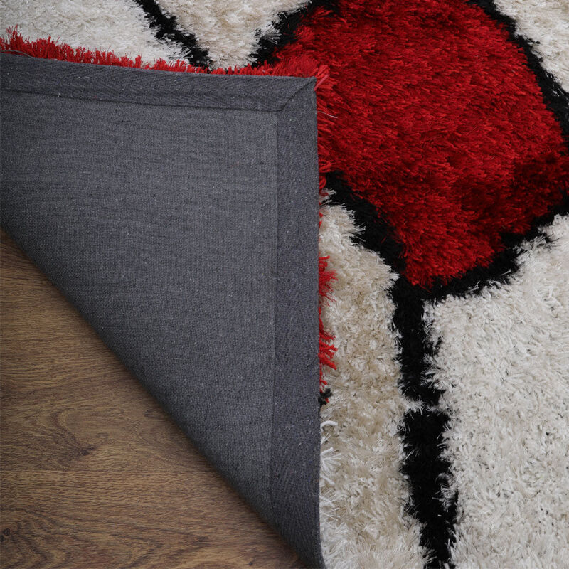 RUGSOTIC CARPETS HAND TUFTED SHAG POLYESTER ECO-FRIENDLY AREA RUGS  - 4'x6', Rectangle, Multicolor, Contemporary Modern Design, High Pile Thick Handmade Anti Skid Rugs for Living Room K00036
