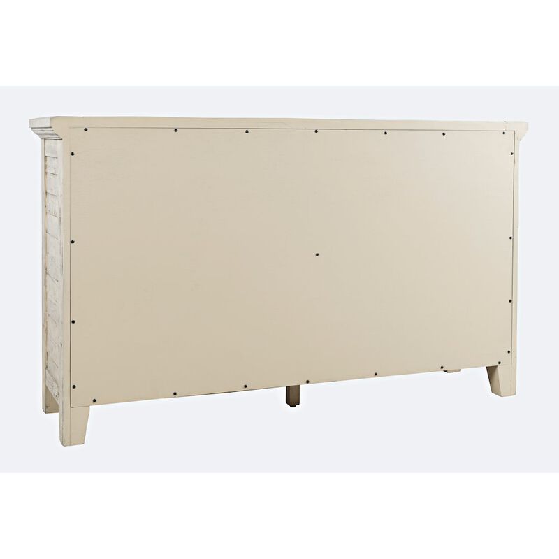 Rustic Shores 54" Coastal Distressed Acacia Four-Door Credenza Cabinet