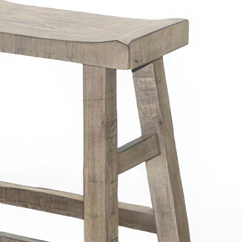 Rena Counter Height Bench, 33 Inch Light Brown Mahogany Wood Frame - Benzara