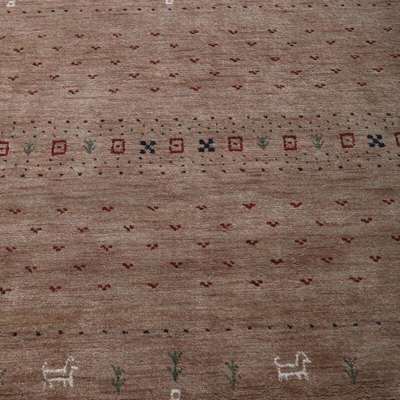 RUGSOTIC CARPETS HAND KNOTTED LOOM WOOL ECO-FRIENDLY AREA RUGS  - 9'x12', Rectangle, Light Brown Color, Contemporary Modern Design, High Pile Handmade Anti Skid Rugs for Living Room (L00585)