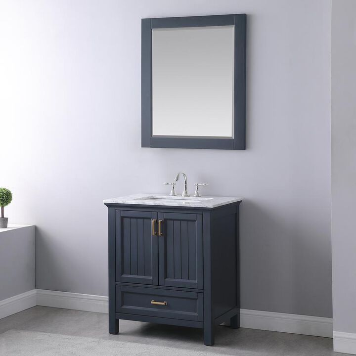 Altair 28 Rectangular Bathroom Wood Framed Wall Mirror in Classic Blue