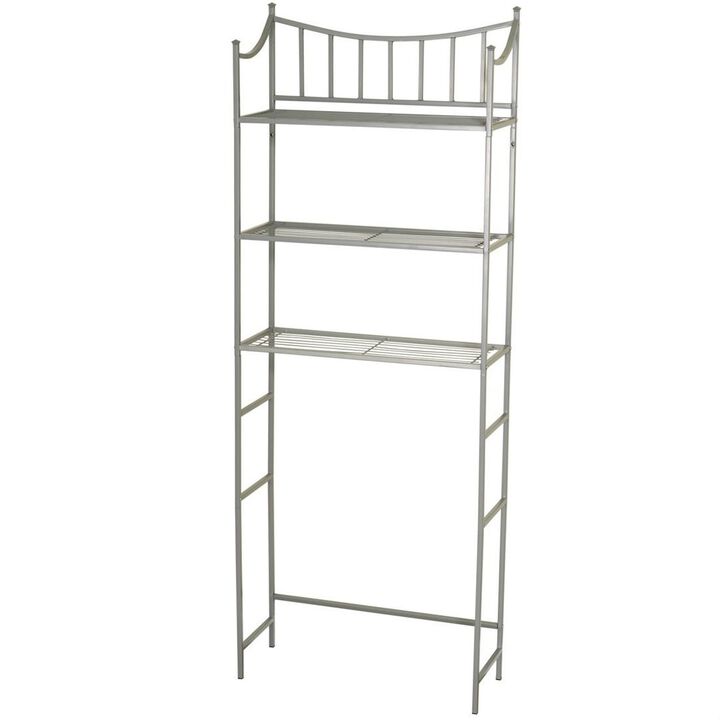 Hivvago Bathroom Space Saving Over the Toilet Linen Tower Shelving Unit in Nickel Finish