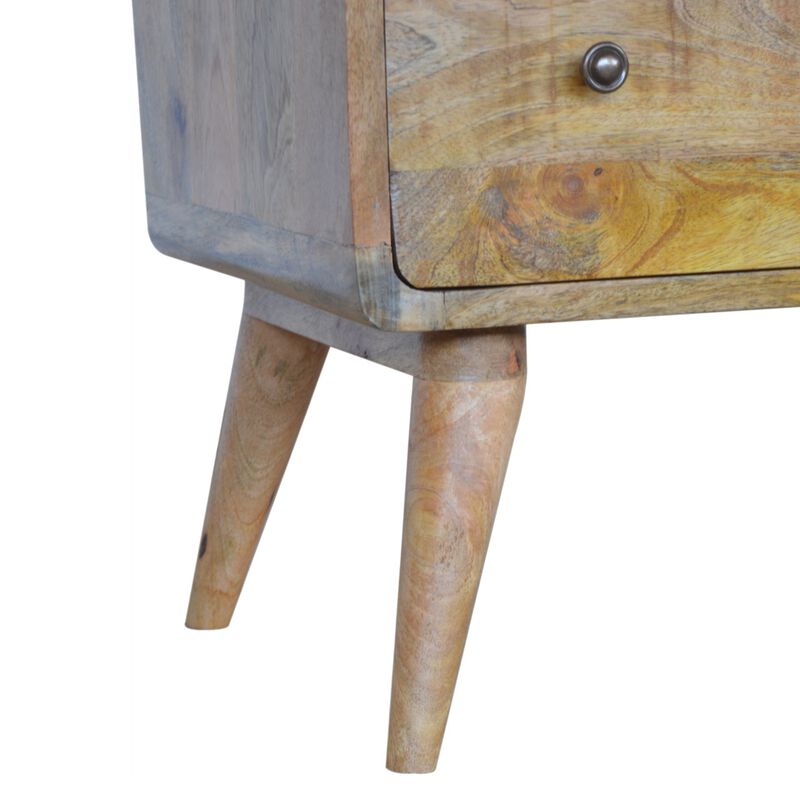 Curved  Solid Wood 3 Drawers Oak-ish Chest
