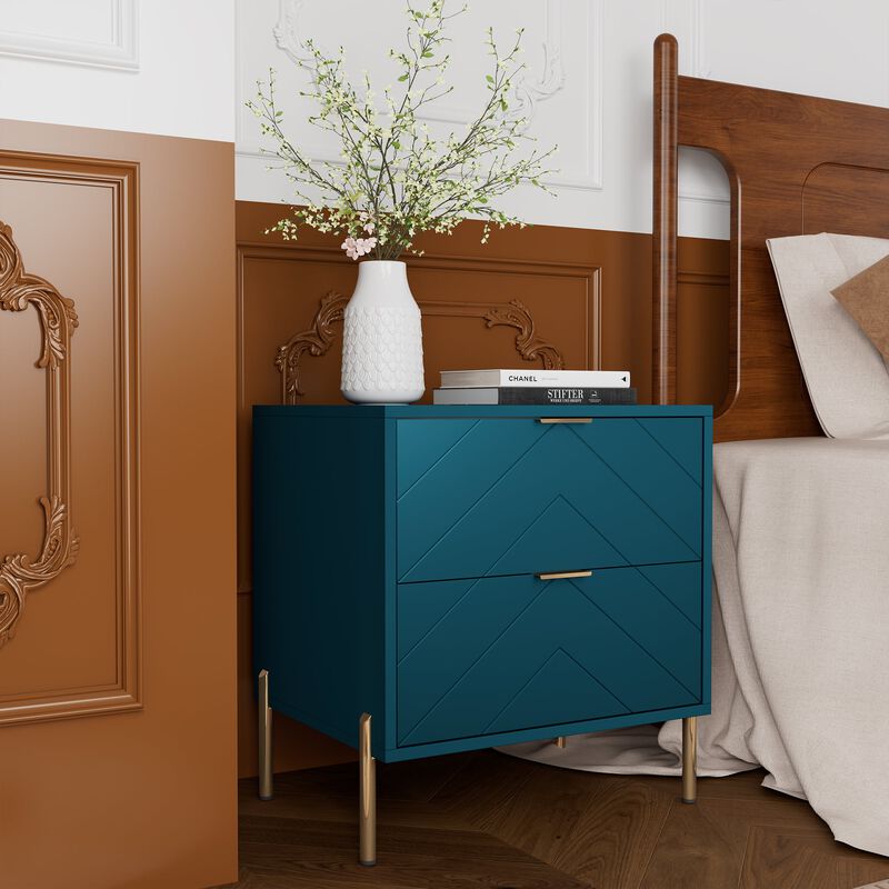 2-Drawer Nightstand With Elegant Design