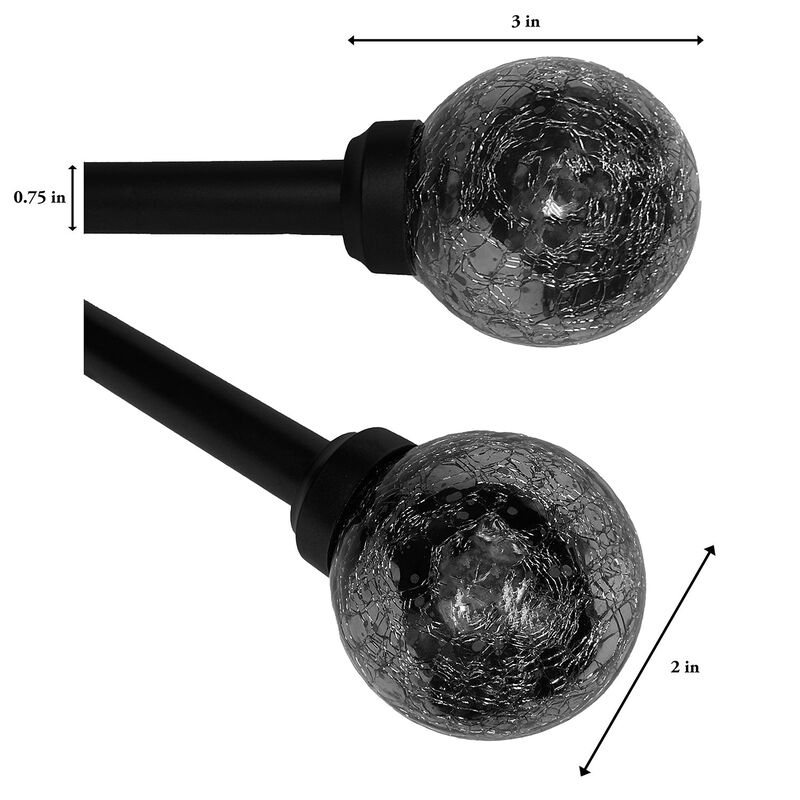 Versailles Industria Mercury Steel Heavy Duty Curtain Rods for Windows Set 72" - 144" Black