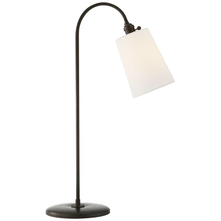 Mia Table Lamp in Aged Iron with Linen Shade