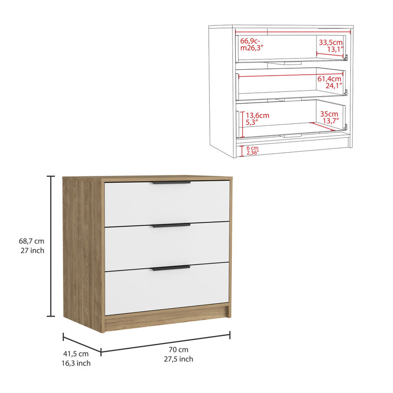 Kaia 3 Drawers Dresser, Superior Top - White Pine