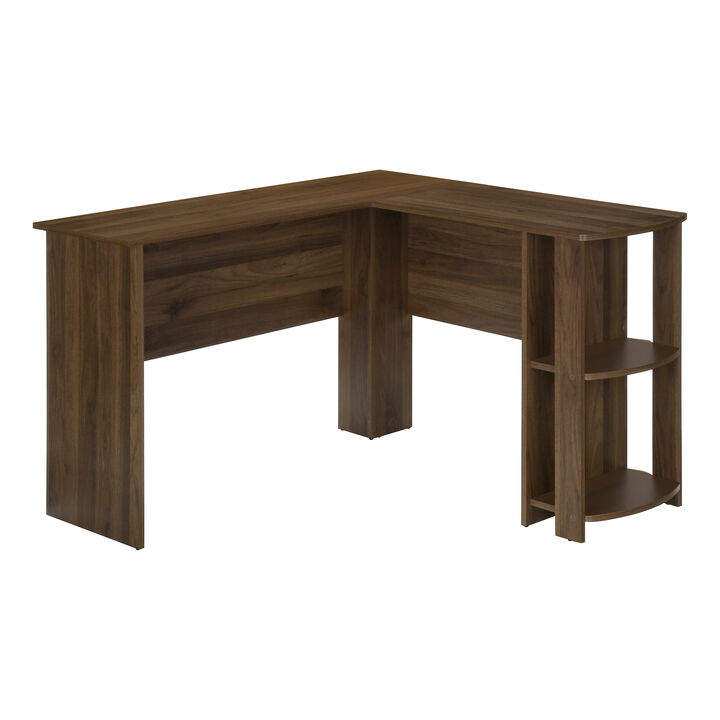 Monarch Specialties I 7721 Computer Desk, Home Office, Corner, Storage Shelves, 48"L, L Shape, Work, Laptop, Laminate, Brown, Contemporary, Modern