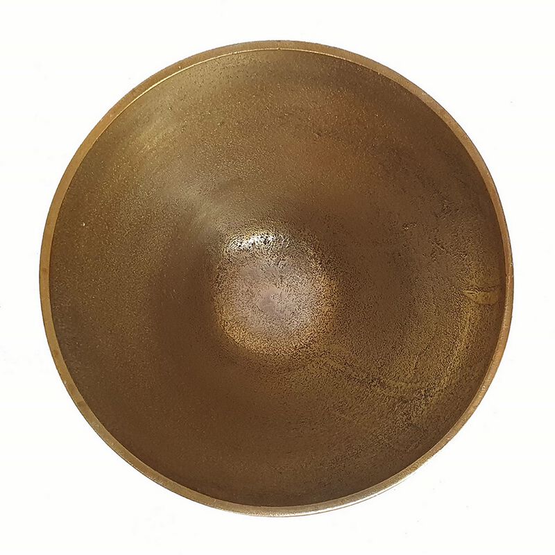 Sinzo 10 Inch Tapered Bowl, Gold Aluminum, Textured Design, Black, White  - Benzara