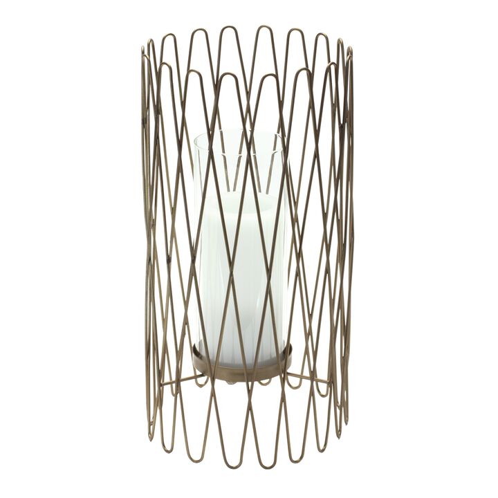 Iron and Glass Candle Holder 7"D x 14.25"H - Perfect for Modern Ambiance