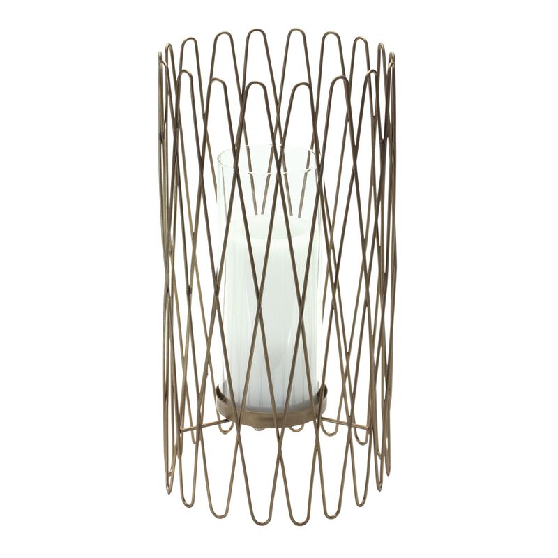 Iron and Glass Candle Holder 7"D x 14.25"H - Perfect for Modern Ambiance
