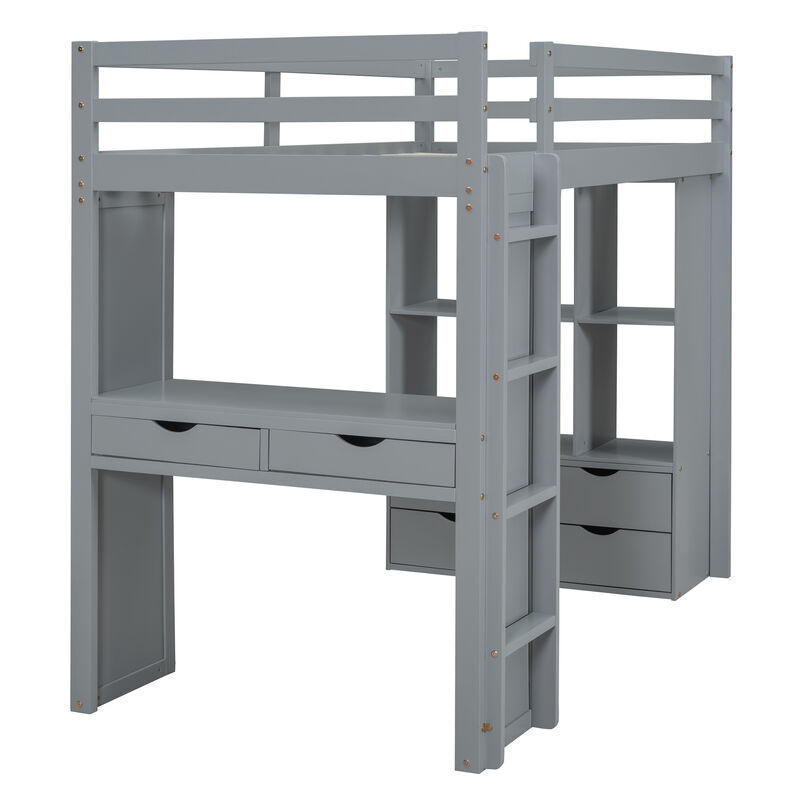 Merax Storage Loft Bed with Writing Desk