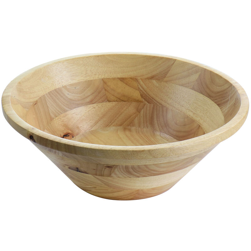 Martha Stewart Coban 3 Piece Rubber Wood Salad Bowl and Servers in Light Brown