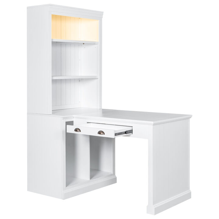 83.4"Tall Bookshelf & Writing Desk Suite, Modern Bookcase