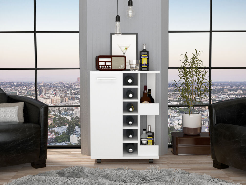 Bar Cart Wells, Living Room, White