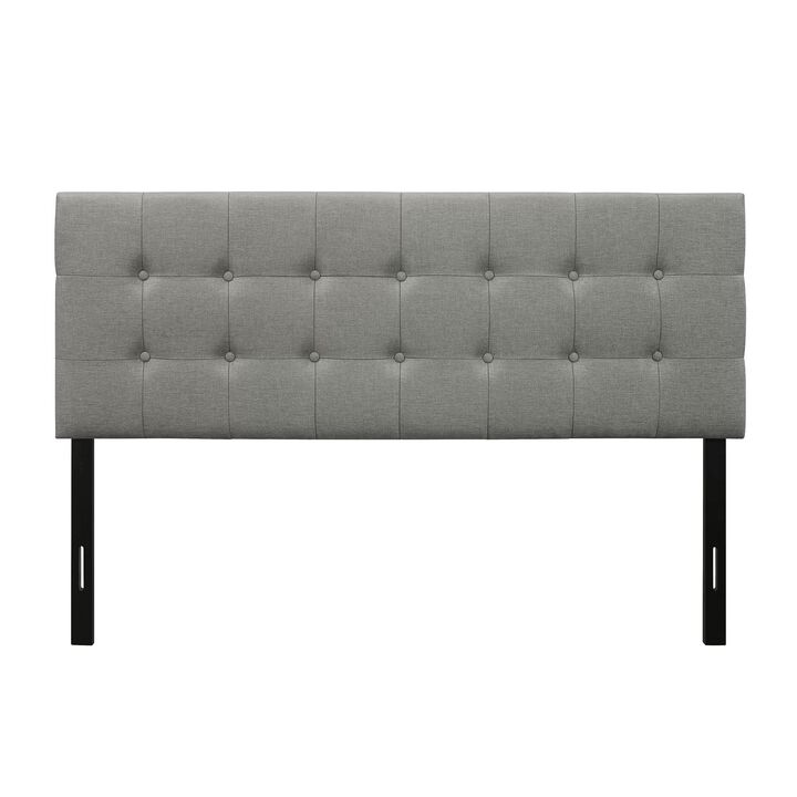 Button Tufted Fabric Headboard for Full Queen Size Beds in Contemporary Style
