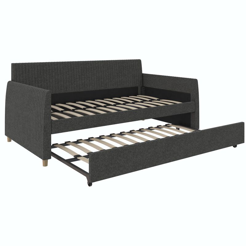 Mr. Kate Daphne Upholstered Daybed with Trundle, Twin/Twin, Dark Gray Linen
