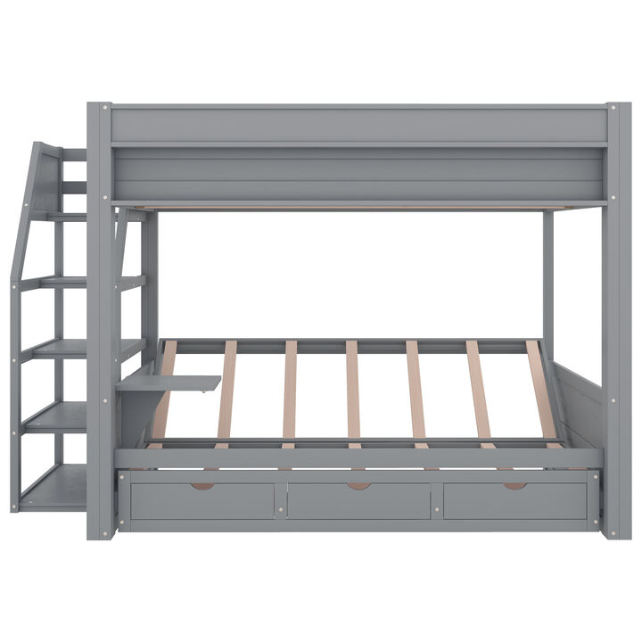 Merax Convertible Bunk Bed with Storage Staircase