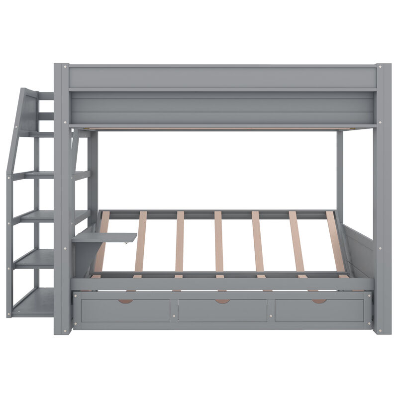 Merax Convertible Bunk Bed with Storage Staircase