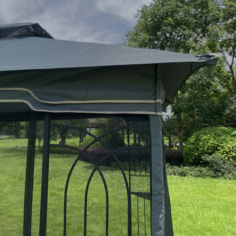 13x10 Ft Outdoor Patio Gazebo Canopy Tent with Ventilated Double Roof, Mosquito Net, and Detachable Mesh Screen Suitable for Lawn, Garden, Backyard