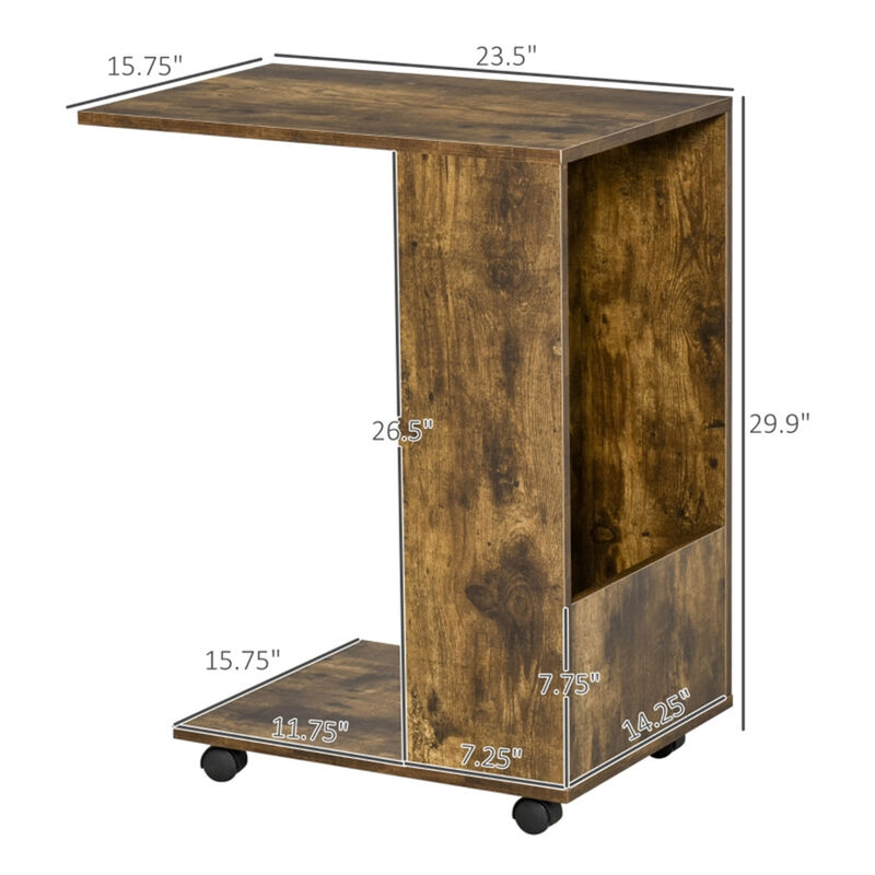Modern C-Shaped Side Table, Space-Saving Snack & Laptop Stand