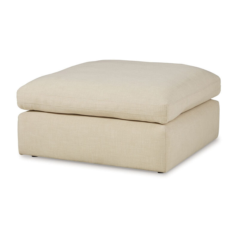 Elize Oversized Accent Ottoman, Beige Polyester, Soft Cushion, 42 Inch - Benzara