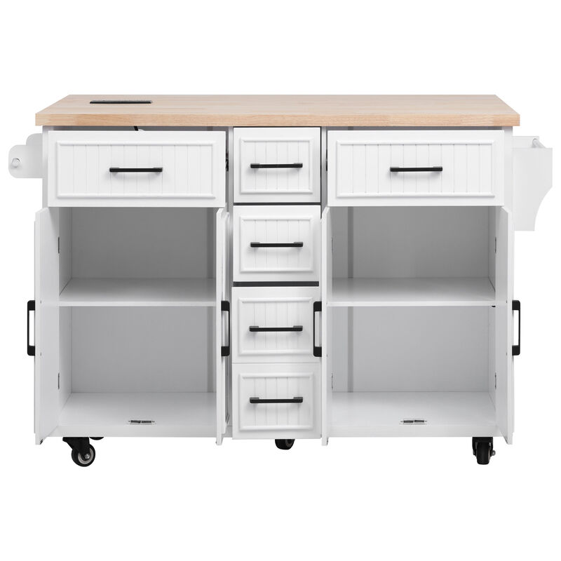 Merax Vertical Stripe Rolling Kitchen Cart on Wheels
