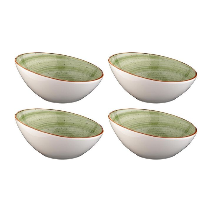 Therapy dia.6.5" h:3" 12 oz. Round Green Porcelain Bowl (Set of 4)