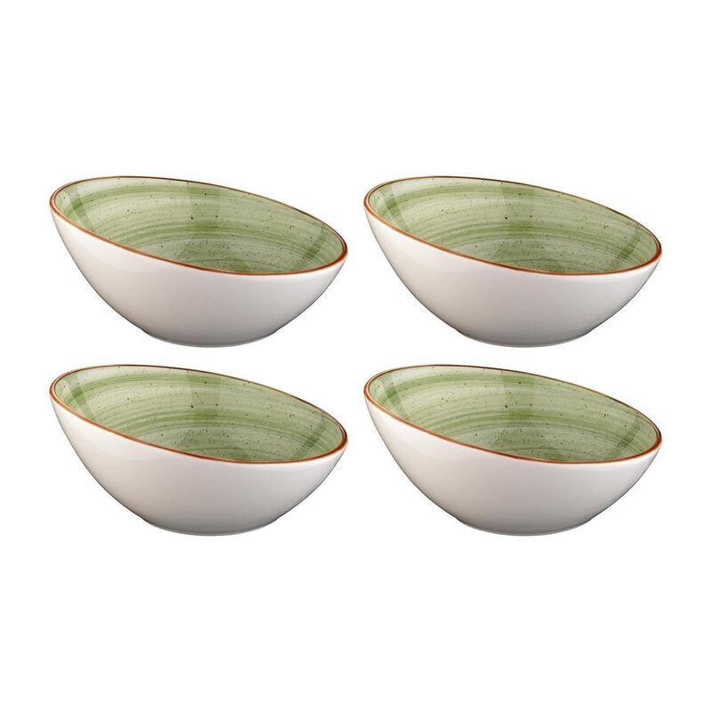 Therapy dia.6.5" h:3" 12 oz. Round Green Porcelain Bowl (Set of 4)