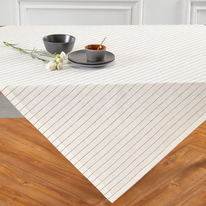 Solino Home 100% Pure Linen Table Throw 52 x 52 Inch | Pinstripe for Valentines