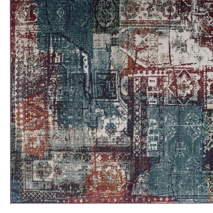 Tribute Elowen Contemporary Modern Vintage Mosaic 8x10 Area Rug - Multicolored