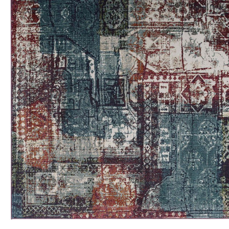 Tribute Elowen Contemporary Modern Vintage Mosaic 8x10 Area Rug - Multicolored