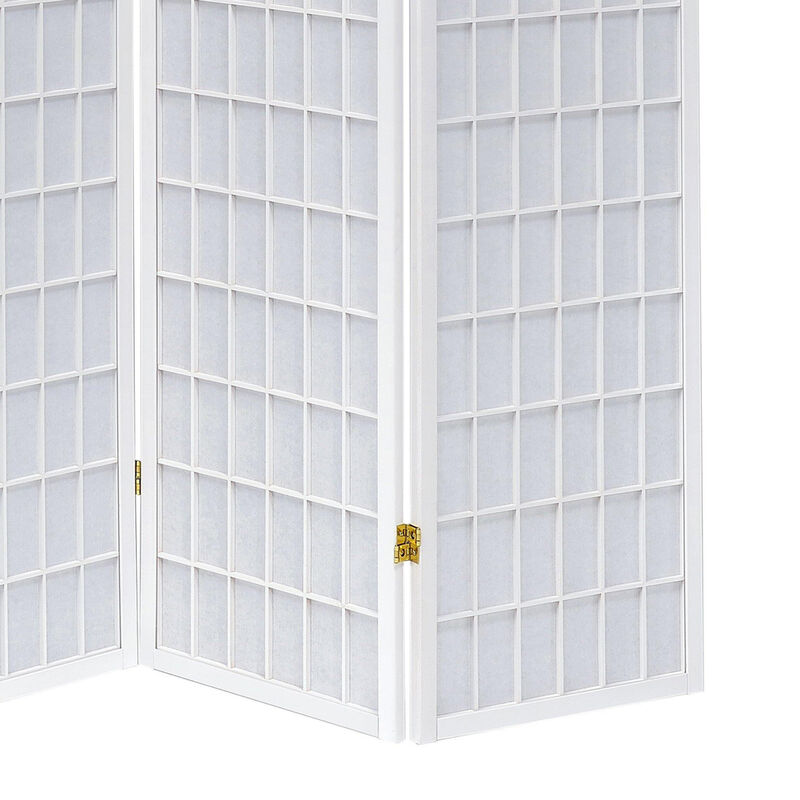 Contemporary Style Four Panel Folding Screen, White-Benzara