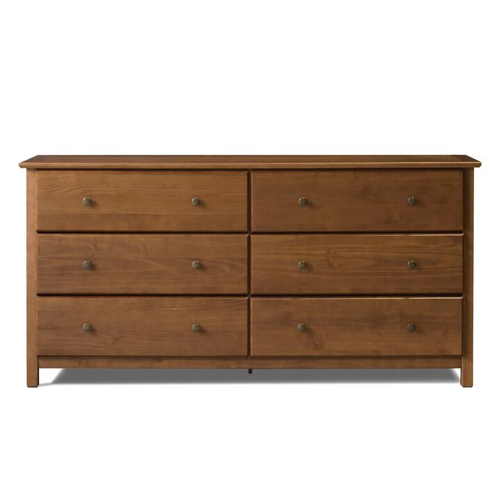 Farmhouse Solid Pine Wood 6-Drawer Dresser – Rustic Bedroom Storage Cabinet